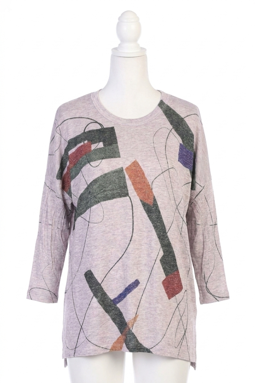 NEW JESS & JANE contours knit jersey dolman sleeve top in abstract art